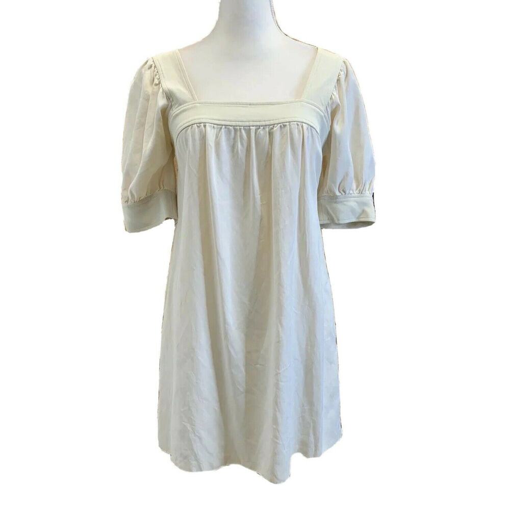 Thread Social Women Dress Size 2 Cream Short Sleeve trim